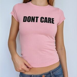 Pink Fitted Crop Tee with Cap Sleeves